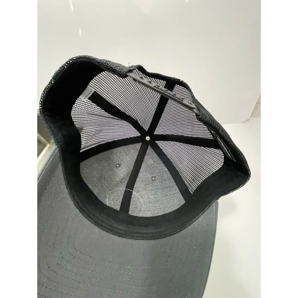 Richardson 112 Trucker Hat Golf Flag Leather Patch Gray Black SnapBack Cap